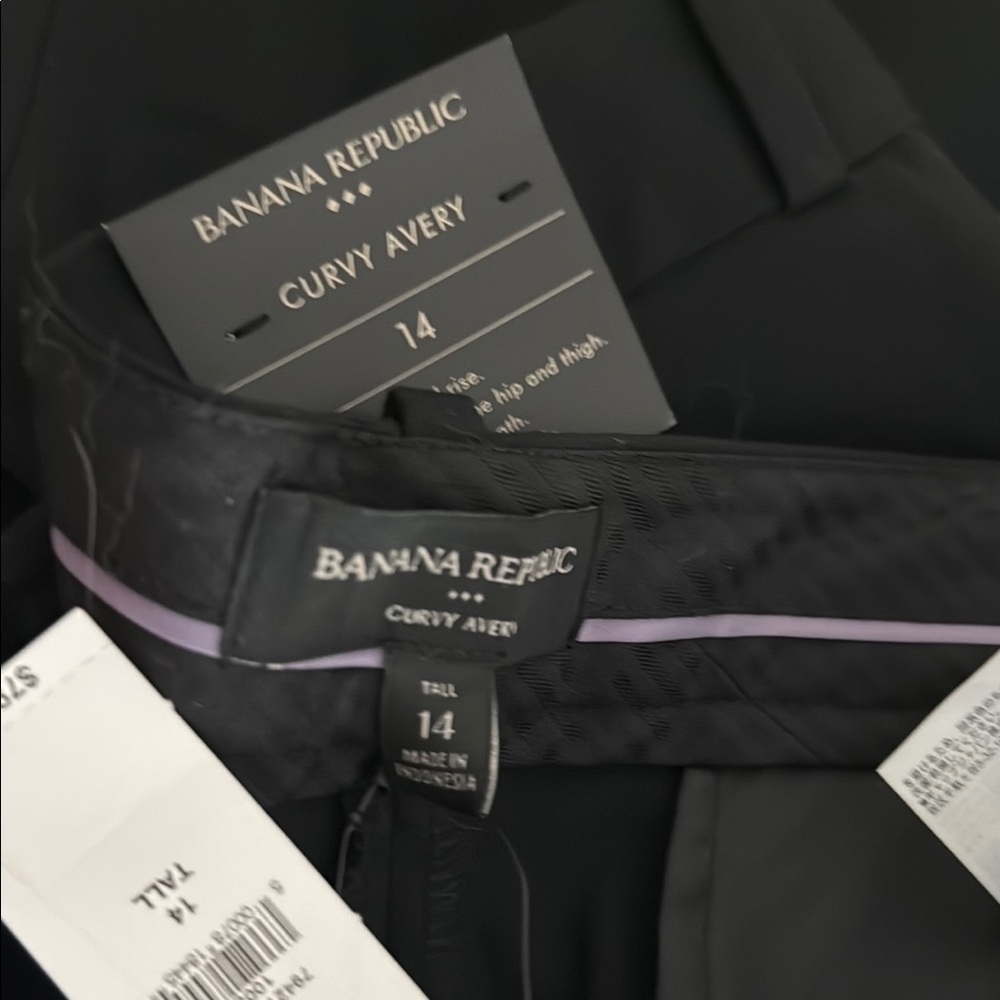 Banana Republic Black Tailored CROPPED Trousers Size 14 TALL NWT